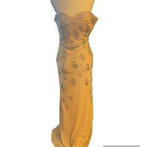 Destino Strapless Sequined and Embroidered Gown